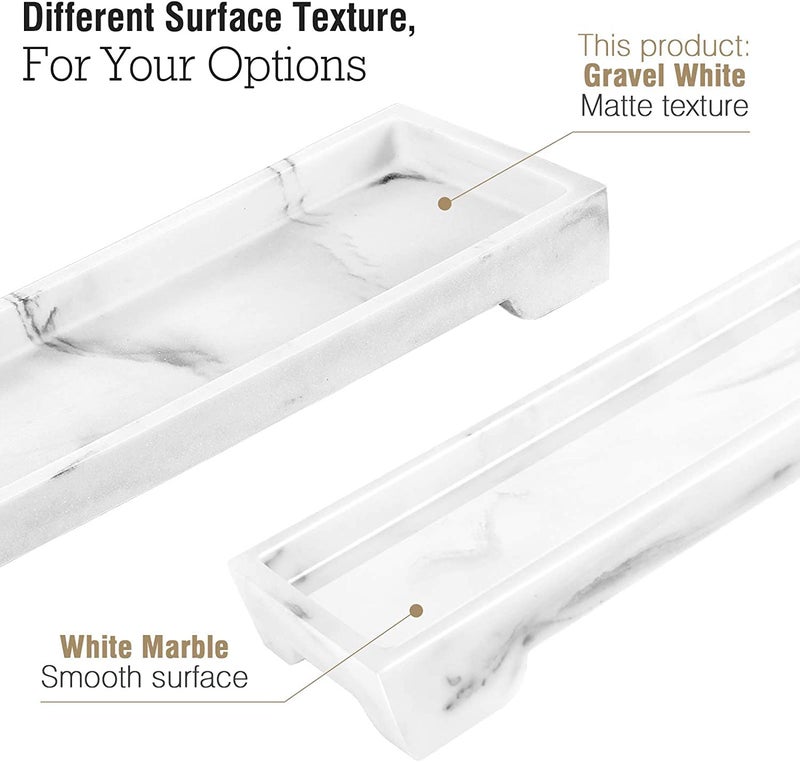 Luxspire Bathroom Vanity Tray  Toilet Tank Tray  Marble Tray  11"" x 4"" Bathroom Tray for Counter  Marble Kitchen Tray for Soap Dispenser Perfume Jewelry  Small  Gravel White - Image 5